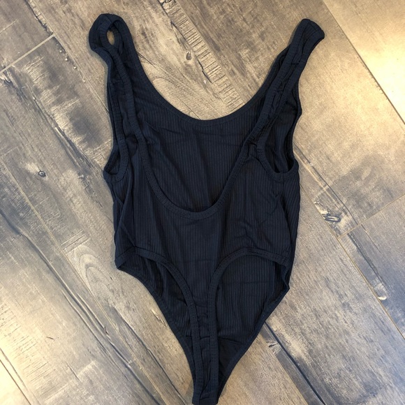 Black Ribbed Tank Bodysuit - Picture 2 of 4